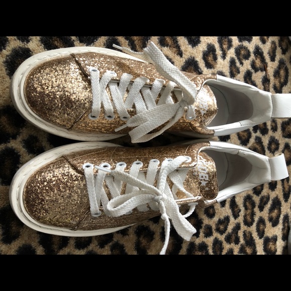 Golden Goose Starter Gold Glitter Sneakers Sz36 - Picture 2 of 5